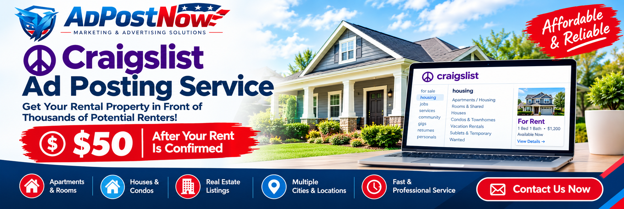 Craigslist Ad Posting Service – Pay $50 After Your Rental Is Confirmed